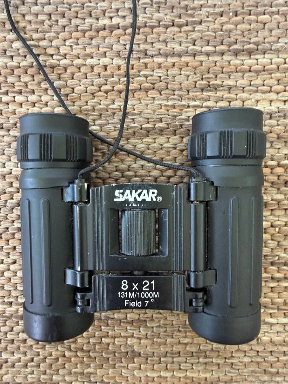 The Sak Black 8x21 Compact Binoculars with Neck Strap